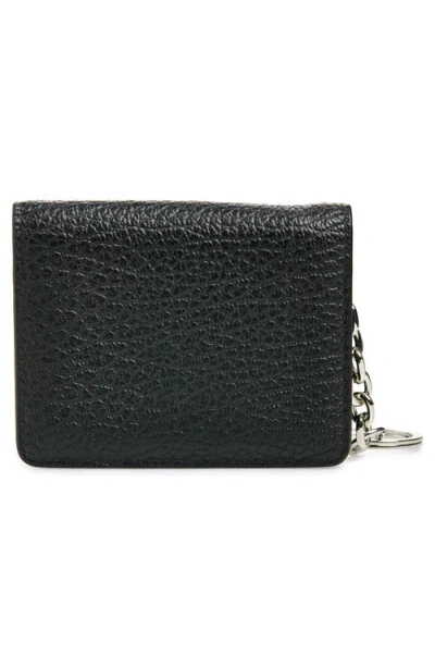 Maison Margiela Leather Card Holder With Key Ring In Black