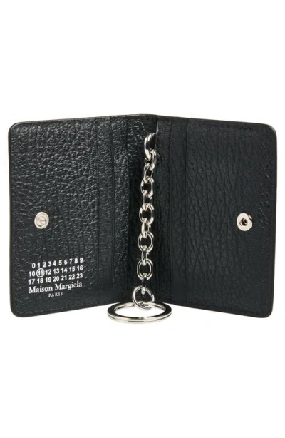 Maison Margiela Leather Card Holder With Key Ring In Black
