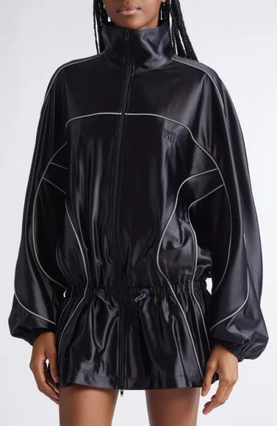 Alexander Wang Piped Drop Waist Jacket In Black