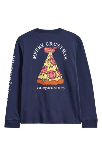 Vineyard Vines Kids' Merry Crustmas Cotton Graphic T-shirt In Blue