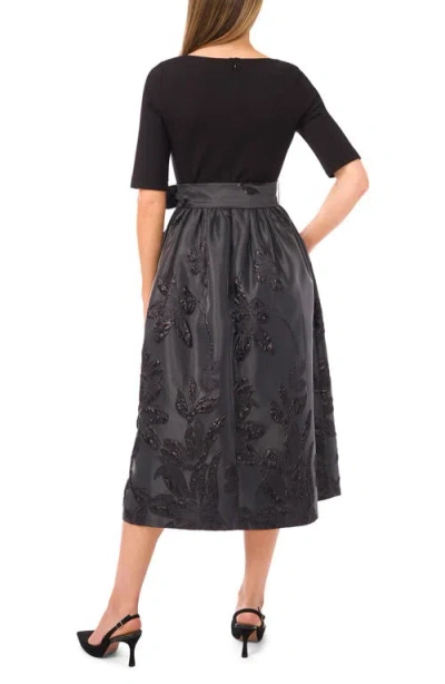 Ted Baker Jesse Metallic Floral Mixed Media Midi Dress In Black