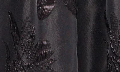 Ted Baker Jesse Metallic Floral Mixed Media Midi Dress In Black