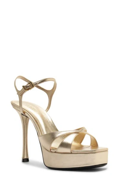 Schutz Maxine Ankle Strap Platform Sandal In Gold