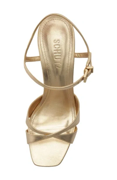 Schutz Maxine Ankle Strap Platform Sandal In Gold
