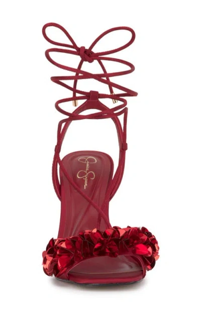 Jessica Simpson Women's Oveny Sequin Ankle Wrap Dress Sandals In Red