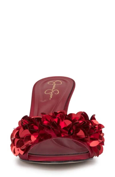 Jessica Simpson Women's Palora Slip-on Sequin Dress Sandals In Red