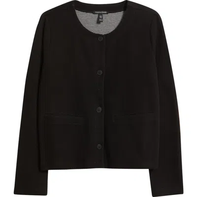 Eileen Fisher Organic Cotton Short Jacket In Black