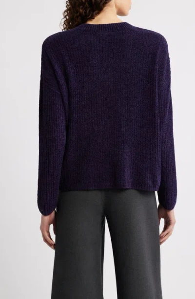 Eileen Fisher V-neck Stretch Cotton Sweater In Purple