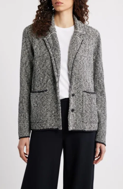Eileen Fisher Cotton Blend Tweed Jacket In Gray
