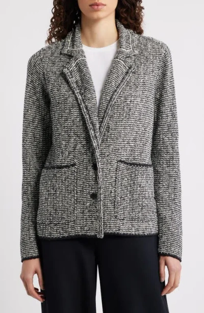 Eileen Fisher Cotton Blend Tweed Jacket In Gray