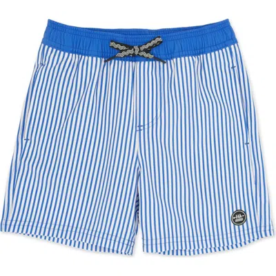 Feather 4 Arrow Kids' Pinstripe Volley Trunks In Blue