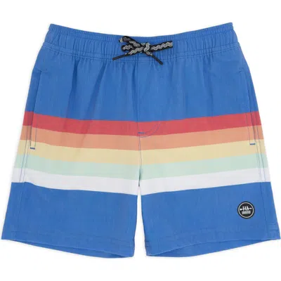 Feather 4 Arrow Kids' Stripe Volley Trunks In Blue