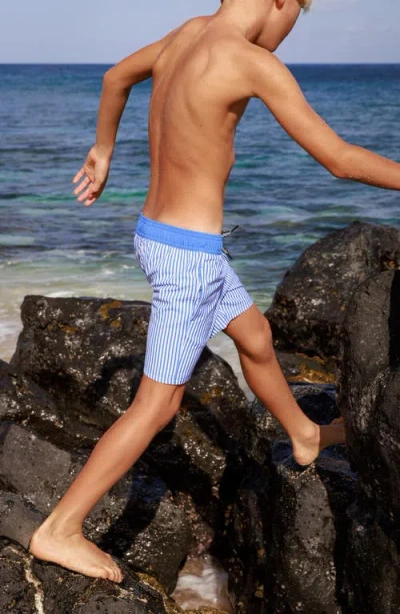 Feather 4 Arrow Kids' Pinstripe Volley Trunks In Blue