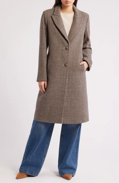 Ralph Lauren Lauren  Houndstooth Coat In Brown