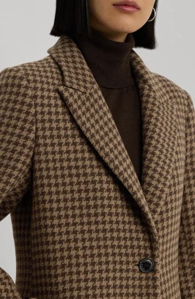Ralph Lauren Lauren  Houndstooth Coat In Brown