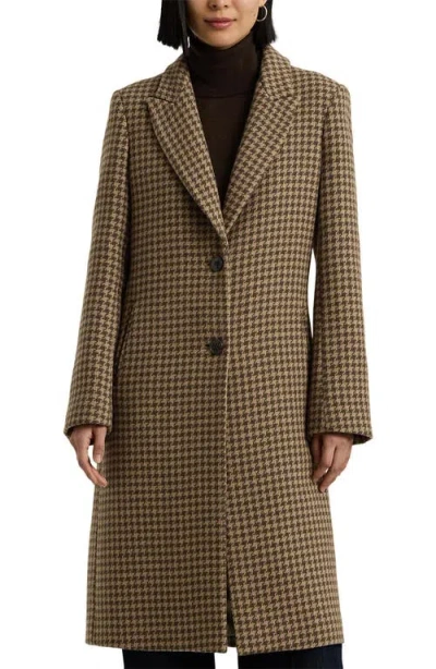 Ralph Lauren Lauren  Houndstooth Coat In Brown