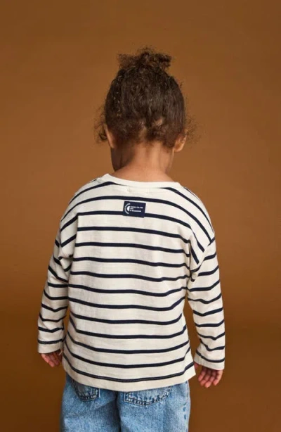 Next Kids' Stripe Bow Appliqué Cotton Top In White