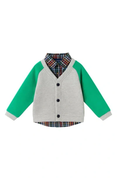 Andy & Evan Kids' Button-up Shirt, Cardigan & Joggers Set In Multi