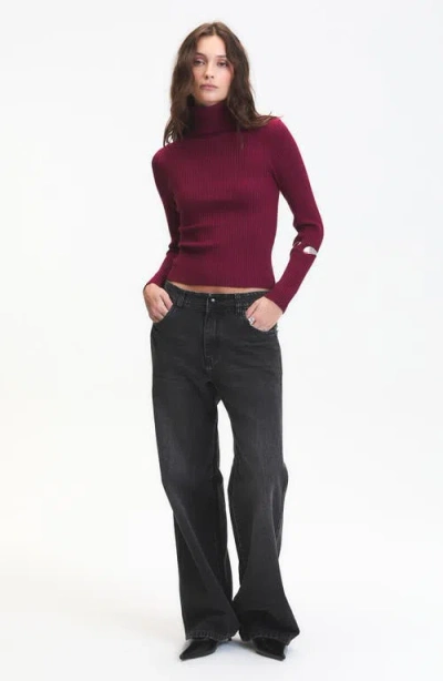 Deluc Mylo Ribbed Turtleneck Sweater In Burgundy