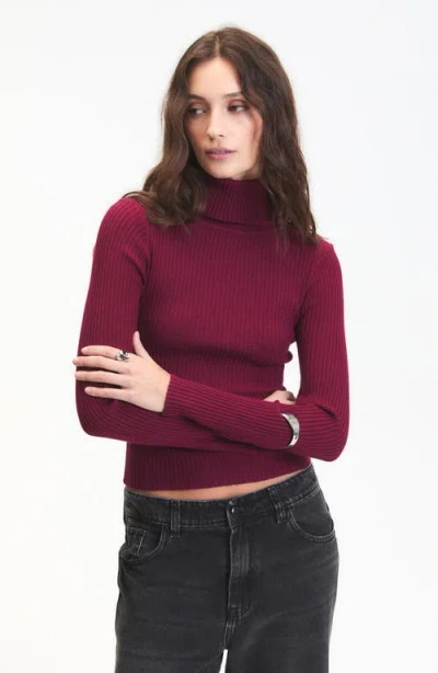 Deluc Mylo Ribbed Turtleneck Sweater In Burgundy