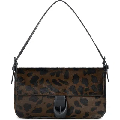 Staud Harlow Leopard Print Calf Hair Shoulder Bag In Brown