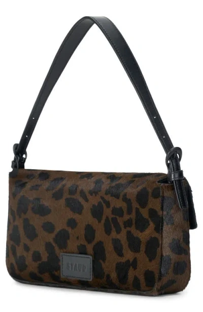 Staud Harlow Leopard Print Calf Hair Shoulder Bag In Brown