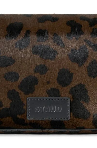 Staud Harlow Leopard Print Calf Hair Shoulder Bag In Brown