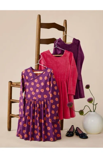 Tea Collection Long Sleeve Wrap Neck Dress In Purple