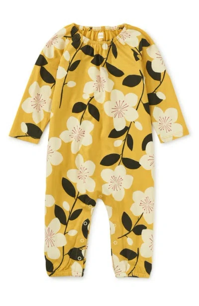 Tea Collection Raglan Baby Romper In Yellow