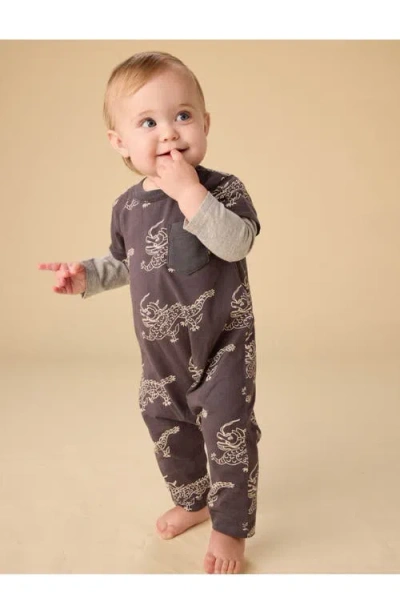 Tea Collection Layered Button-up Baby Romper In Black