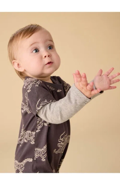 Tea Collection Layered Button-up Baby Romper In Black