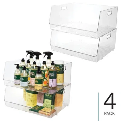 Idesign Stackable Open-front Bin With Handles, Set Of 4, Clear, Made In Transparent