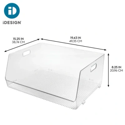 Idesign Stackable Open-front Bin With Handles, Set Of 4, Clear, Made In Transparent