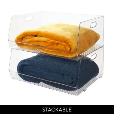 Idesign Stackable Open-front Bin With Handles, Set Of 4, Clear, Made In Transparent