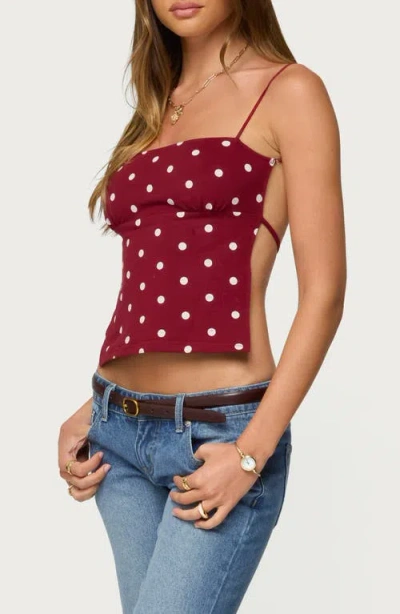 Edikted Jinx Print Open Back Top In Red