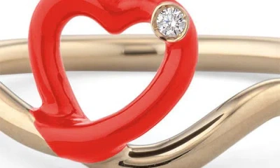 Bea Bongiasca Enamel & Diamond Heart Ring In Gold