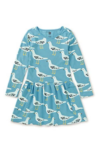 Tea Collection Long Sleeve Pocket Dress In Blue