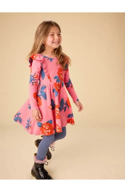 Tea Collection Ruffle Shoulder Ballet Dress In Pink