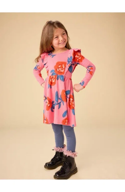 Tea Collection Ruffle Shoulder Ballet Dress In Pink