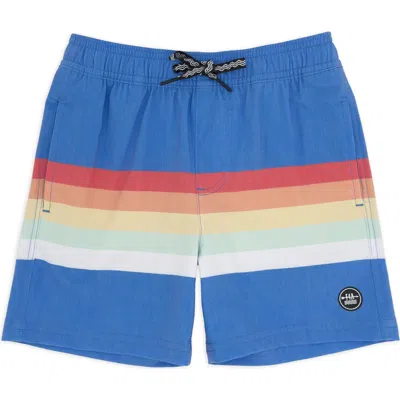 Feather 4 Arrow Kids' Stripe Volley Trunks In Blue