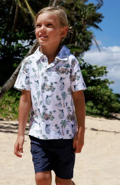 Feather 4 Arrow Kids' Feel Good Print Performance Polo In White