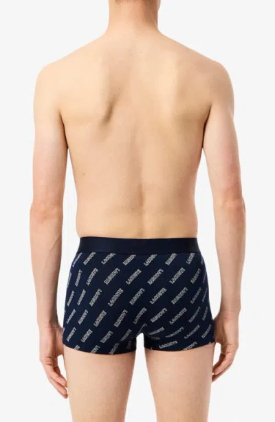 Lacoste Core Graphics Assorted 3-pack Stretch Cotton Boxer Briefs In Blue