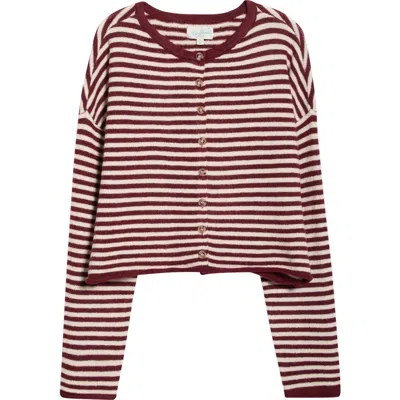 Pacsun Georgia Stripe Roll Hem Cardigan In Brown