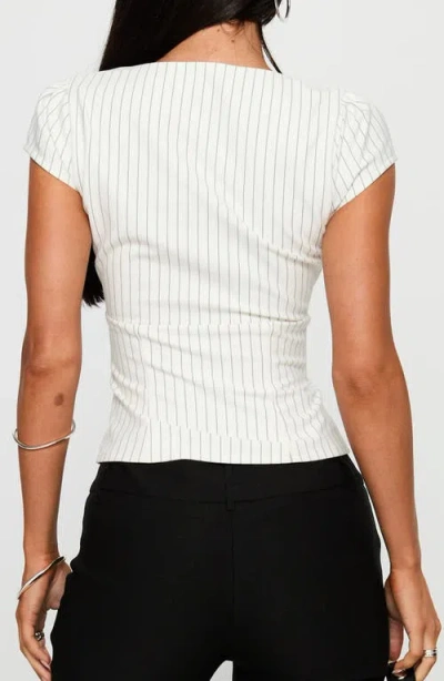 Princess Polly Santa Cruz Pinstripe Fitted Zip Top In White