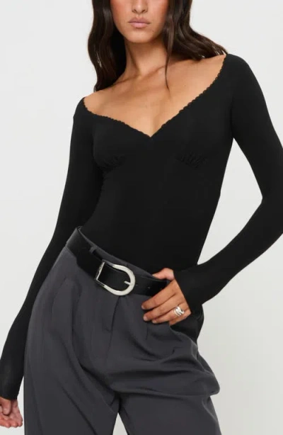 Princess Polly Loveydove Long Sleeve Bodysuit In Black