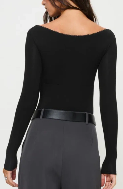 Princess Polly Loveydove Long Sleeve Bodysuit In Black