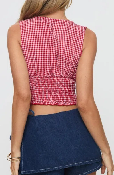 Princess Polly Mixing It Up Gingham Smocked Crop Tank In Red