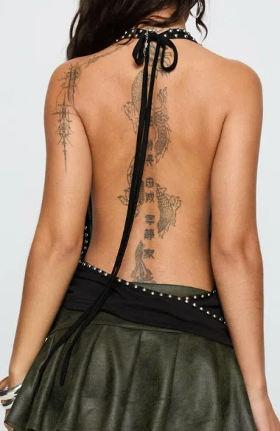 Princess Polly Khoda Stud Halter Top In Black