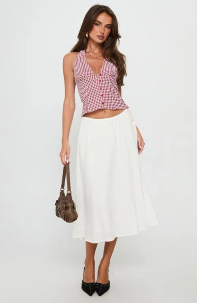 Princess Polly Isolda Gingham Button-up Halter Top In Red