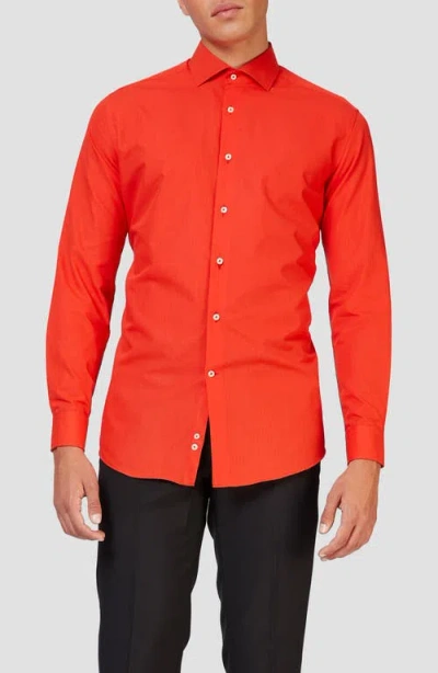 Opposuits Red Devil Modern Tailored Fit Wrinkle Resistant Button-up Shirt In Orange